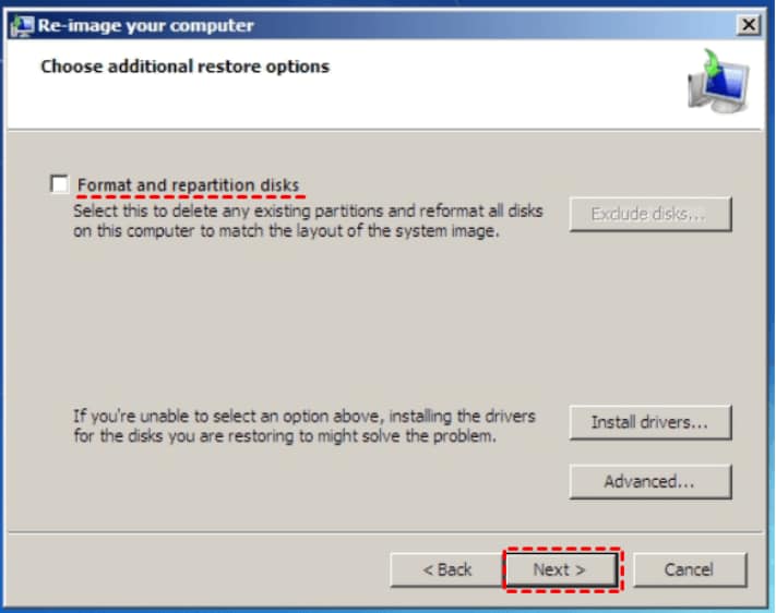 format and repartition disks