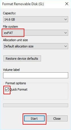 format fat32 to exfat in file explorer