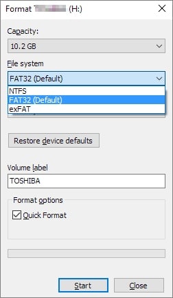 convert ntfs to fat32 using windows file explorer