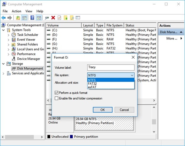 formatted fat32 file system in windows