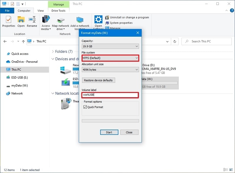 customize usb formatting