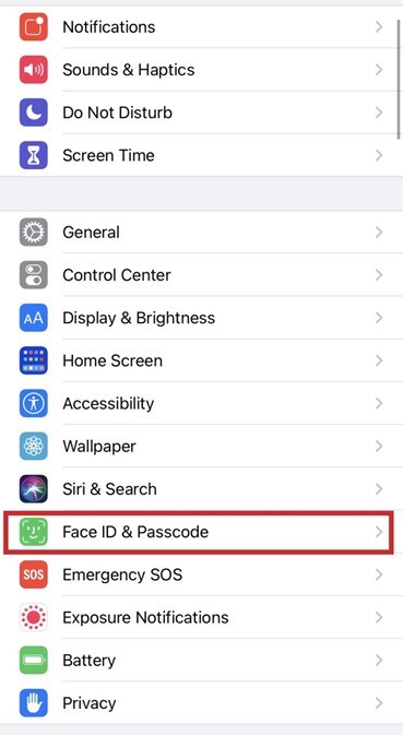 turn on face id