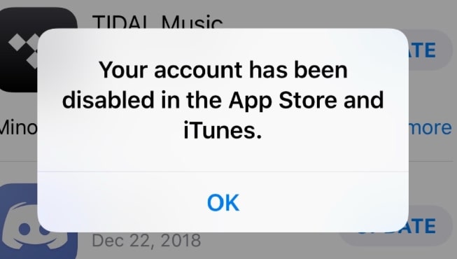disabled in the app store and itunes