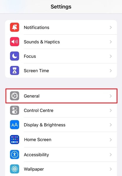 access the general settings