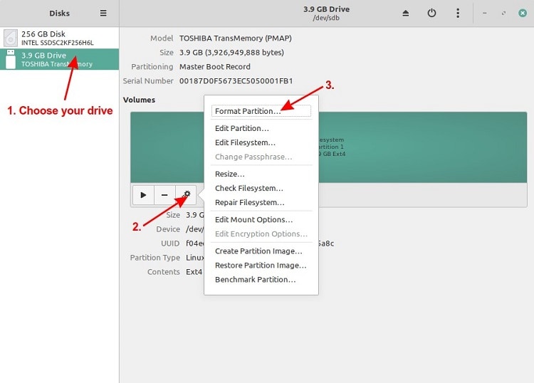 press the format partition option