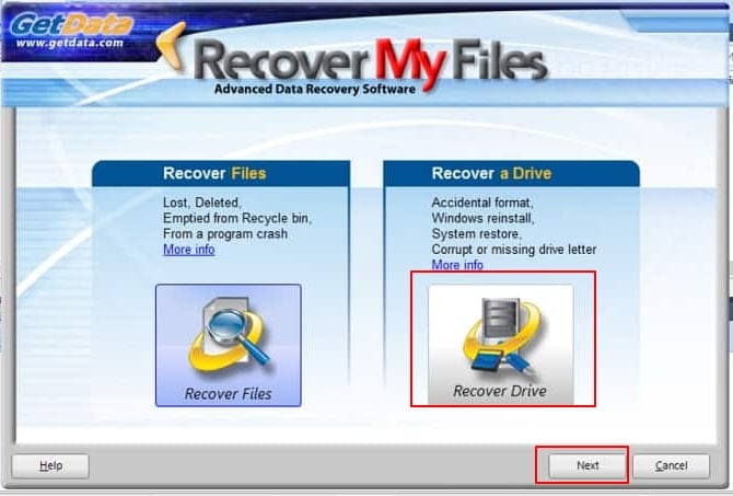 choose the recover a drive option