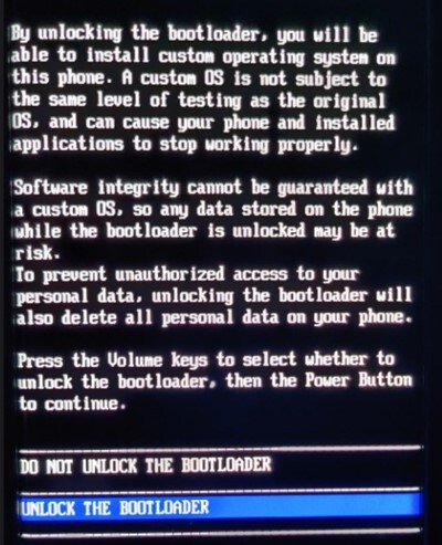 choose to unlock the bootloader option