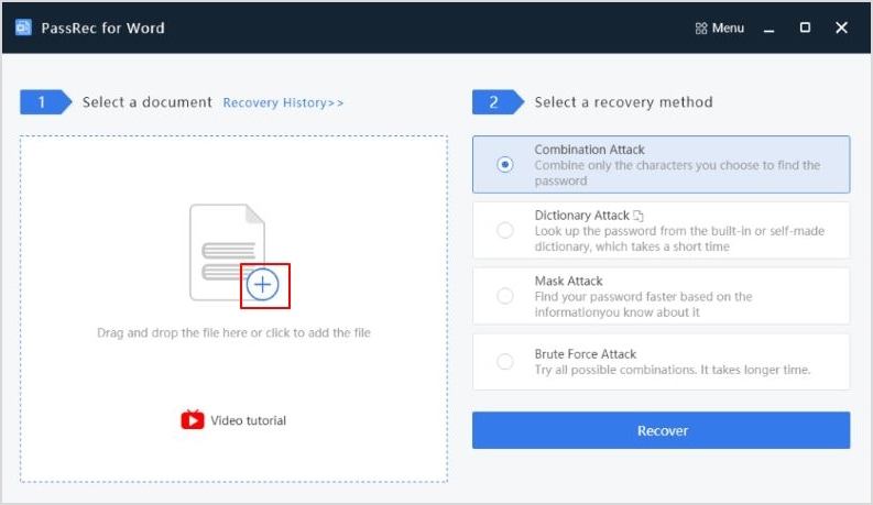 launch the word password recovery software