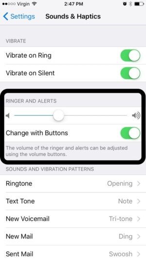 iphone ringer and alerts settings