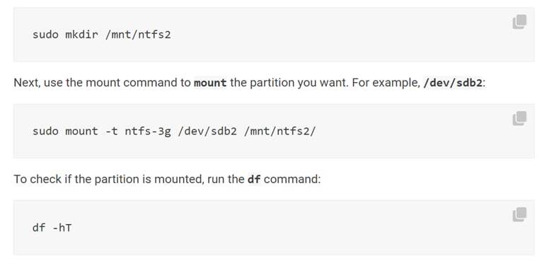 ntfs partition mount