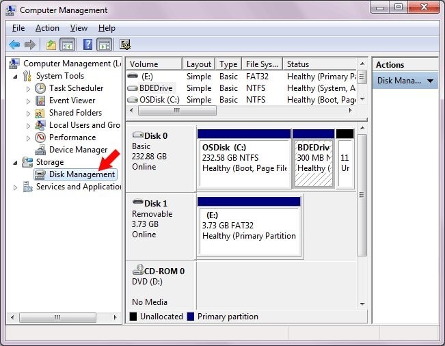 open the disk management