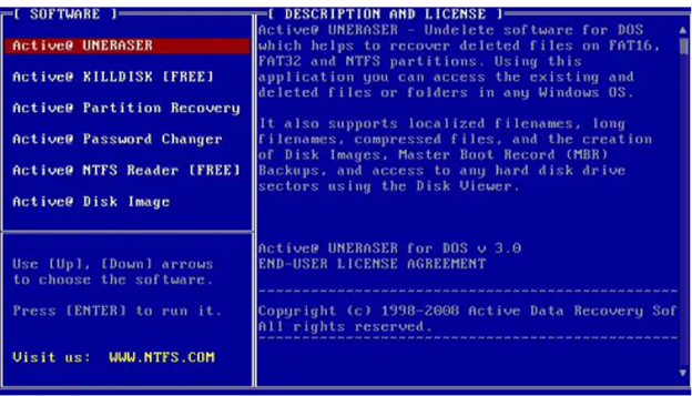 open killdisk with a bootable cd on pc