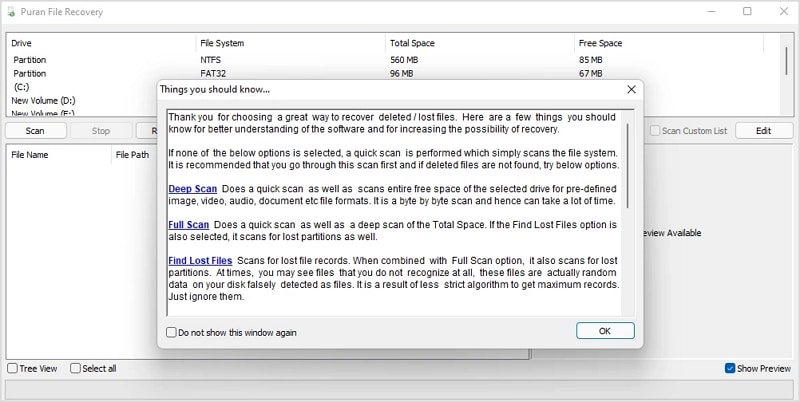 puran file recovery scan modes