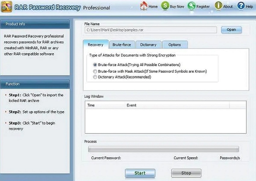 rar password recovery professional