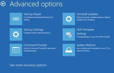 select recovery navigation to run the startup repair to restart windows