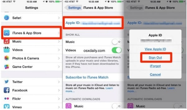 remove apple id using itunes