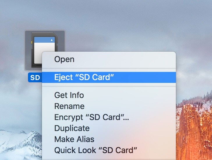 click on your preferred SD card