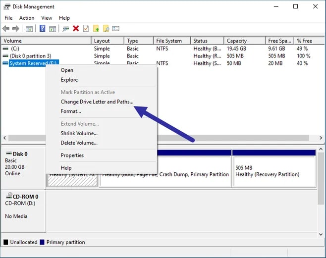 change drive letter and path