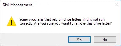 remove the drive letter