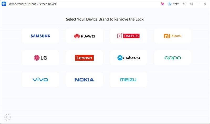 drfone, select your device brand interface