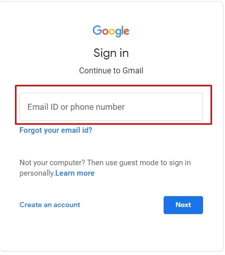sign in email id