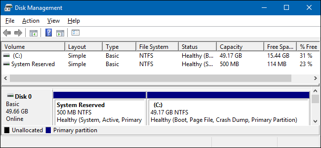 system reserved partition