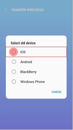 tap iOS option