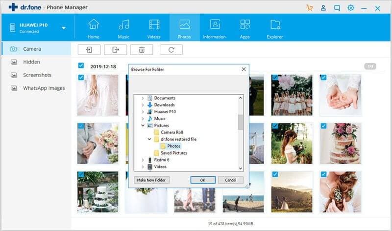select a folder to save photos
