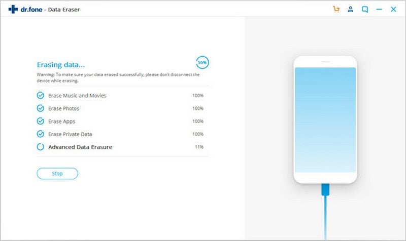 drfone erase data progress interface