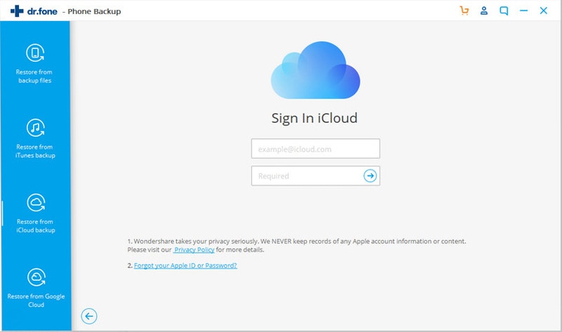 Restore from iCloud Backup