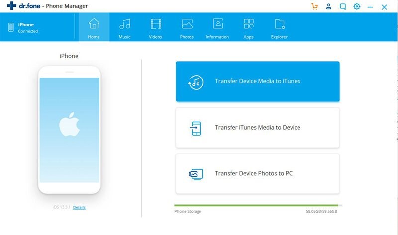 Choose Transfer Device Media to iTunes