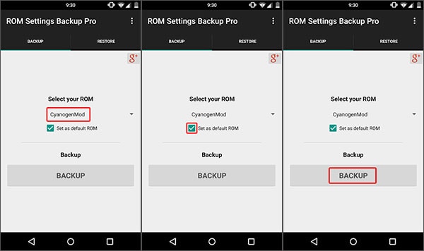 android backup settings