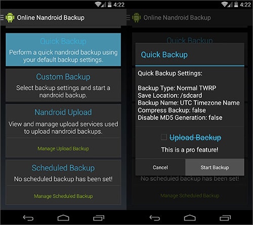begin to fully backup android