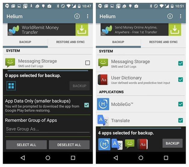 how to backup apps on android