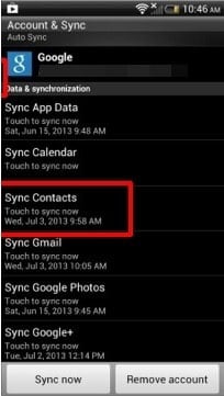 sync contacts from android to google