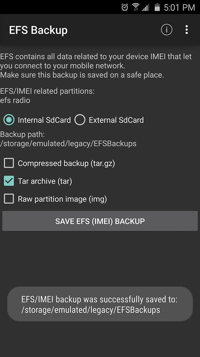 Backup Your EFS Partition with Easy to Use App