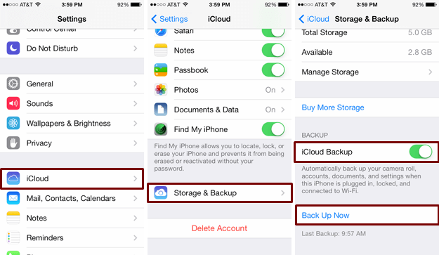 backup iPhone 6 to iCloud