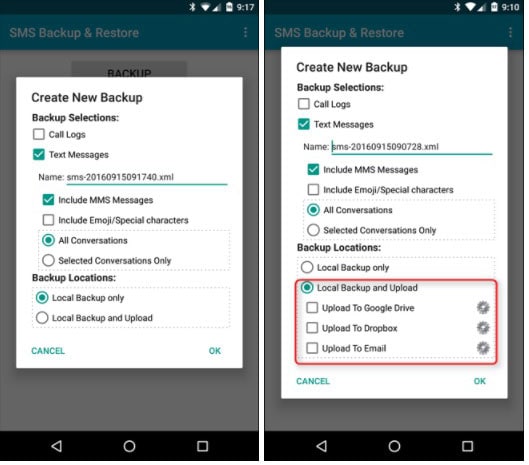 how to backup android sms message
