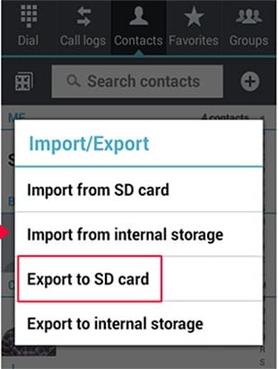 export samsung contacts to sd card
