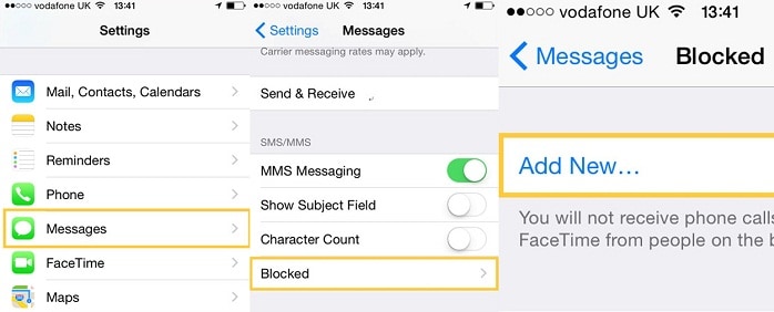 block text messages iphone