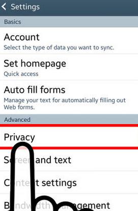 find the Privacy option and open it