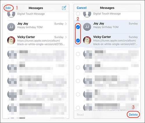 delete messages on iphone steps