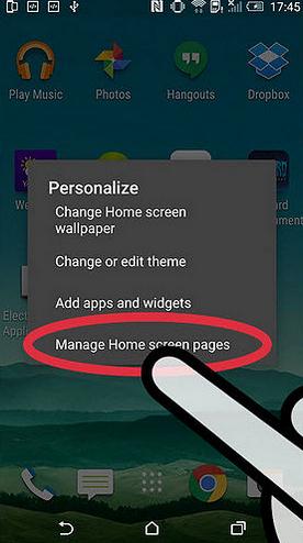 manage home screen page htc