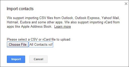 how to export contact to gmail