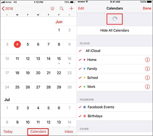 Refresh the Calendar to fix iphone calendar not syncing