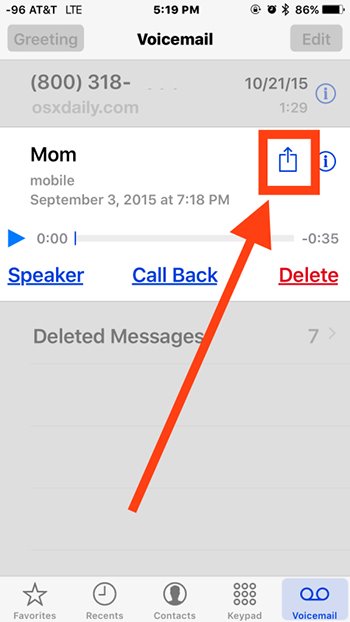 forward voicemail on iphone