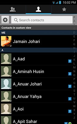 select contacts you wish to backup