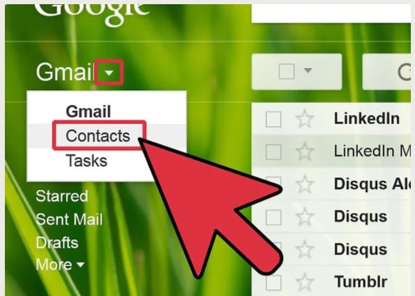 login to google account and select contacts