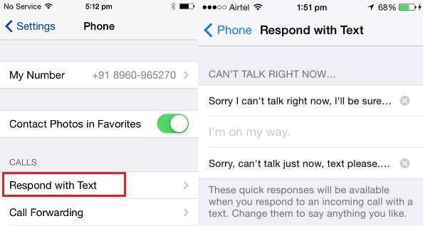 auto reply text message iphone
