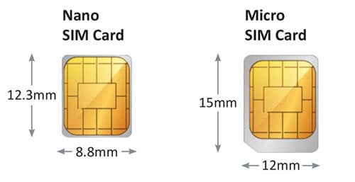 SIM card sizes: Standard, Micro and Nano SIMs